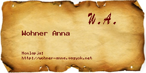 Wohner Anna névjegykártya